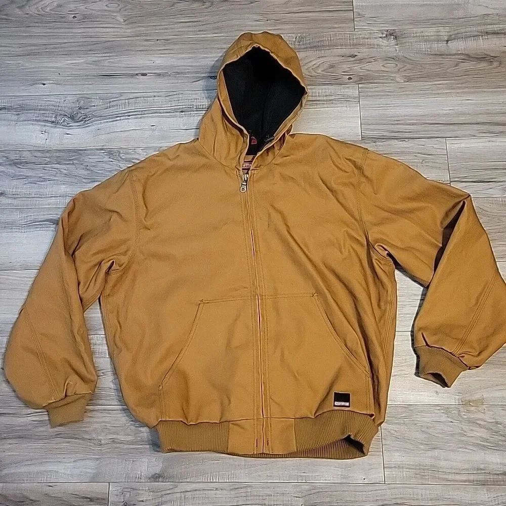 Craftsman Duck‎ Hunt Coat Jacket Mens XL Brown Canvas Insulated Lined Hoodie